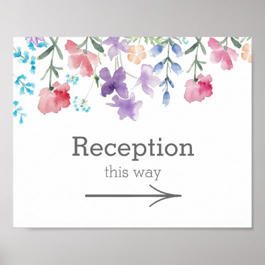 Hübsche Wildblumen | Garden Wedding Empfang Sign Poster (Vorne)
