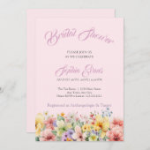 Hübsche Wildblumen Garten Rosa Brautparty Einladung (Vorne/Hinten)