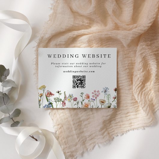 Hübsche Wildblumen Hochzeiten Website QR Code Begleitkarte