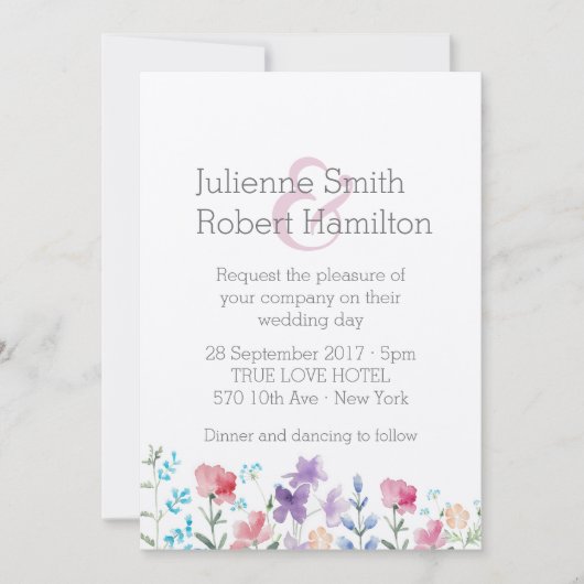 Hübsche Wildblumen Hochzeitseinladungen für Wasser Einladung (Vorderseite)