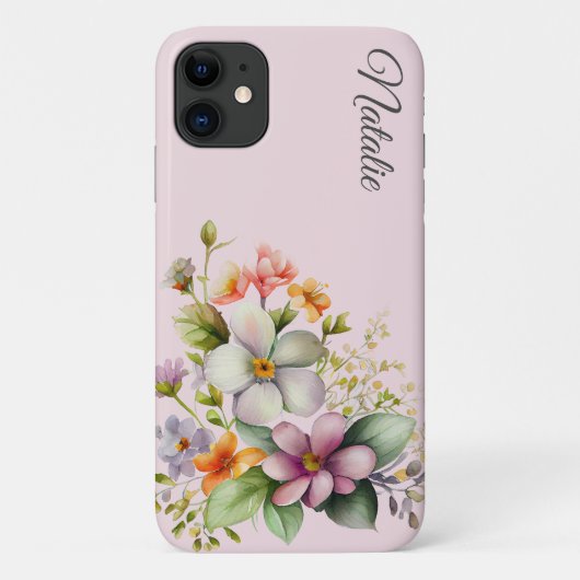 Hübsche Wildblumen in hellrosa Case-Mate iPhone Hülle (Rückseite)