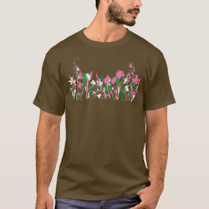 Hübsche Wildblumen in Rosa, Grün und Weiß Garten T-Shirt