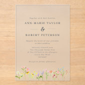 Hübsche Wildblumen Kernhochzeit Acryleinladungen (Vorderseite)