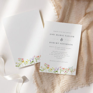 Hübsche Wildblumen Kernhochzeit Einladung