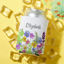 Hübsche Wildblumen mit individuelle Name Frauen Dosenkühler