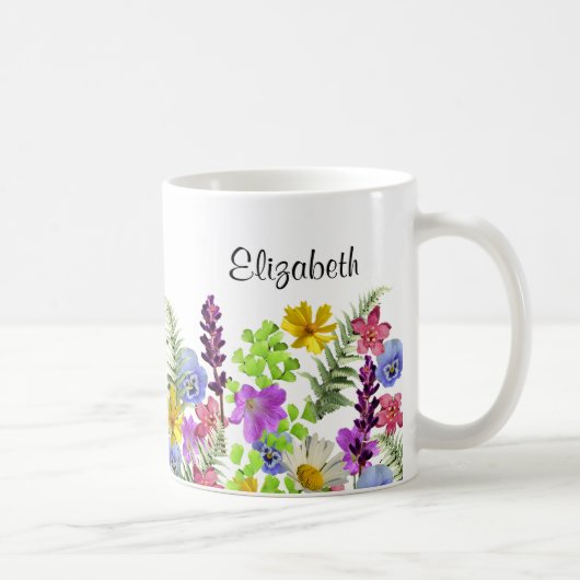 Hübsche Wildblumen mit individuelle Name Frauen Kaffeetasse (Rechts)