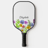Hübsche Wildblumen mit individuelle Name Frauen Pickleball Schläger (Vorderseite)
