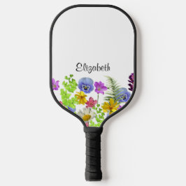 Hübsche Wildblumen mit individuelle Name Frauen Pickleball Schläger