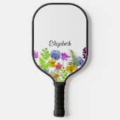Hübsche Wildblumen mit individuelle Name Frauen Pickleball Schläger (Rückseite)