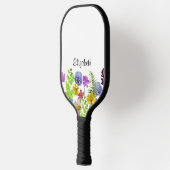 Hübsche Wildblumen mit individuelle Name Frauen Pickleball Schläger (Links)