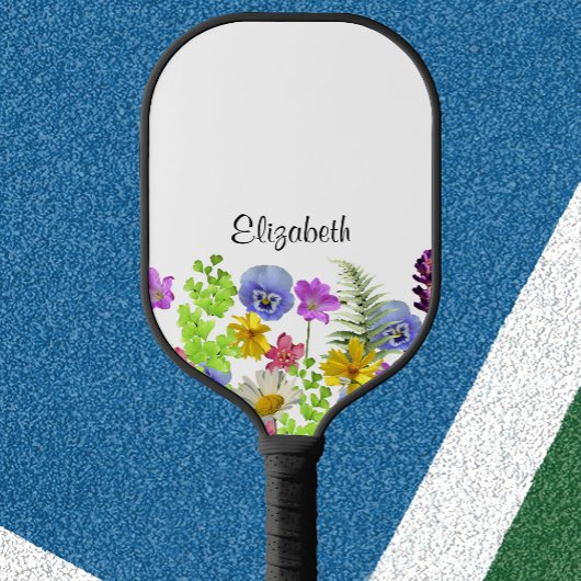 Hübsche Wildblumen mit individuelle Name Frauen Pickleball Schläger