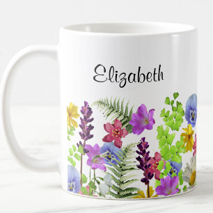 Hübsche Wildblumen mit individuellem Namen Damen Kaffeetasse