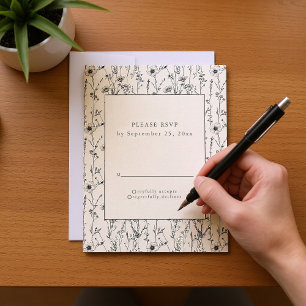 Hübsche Wildblumen nahtlose RSVP-Karte Einladung