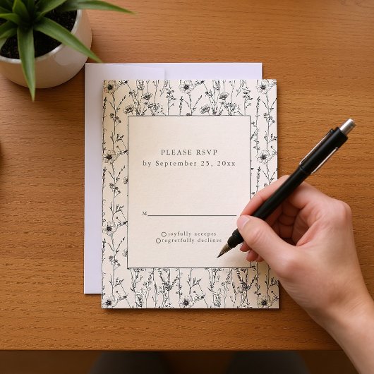 Hübsche Wildblumen nahtlose RSVP-Karte Einladung