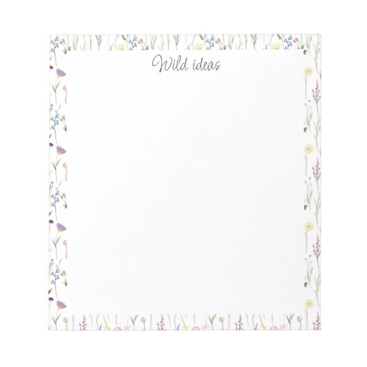 Hübsche Wildblumen Personalisierte wilde Ideen Notizblock (Vorderseite)