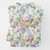 Hübsche Wildblumen Rosa, Lila, gelb Geschenkpapier Set (Beispiel)