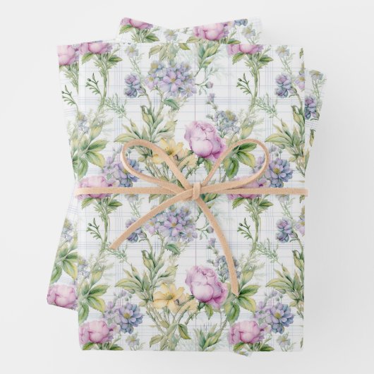 Hübsche Wildblumen Rosa, Lila, gelb Geschenkpapier Set (Beispiel)