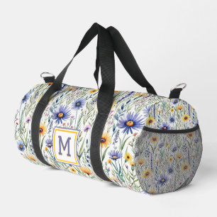 Hübsche Wildblumen Rustikale Blumenmonogramm Duffle Bag