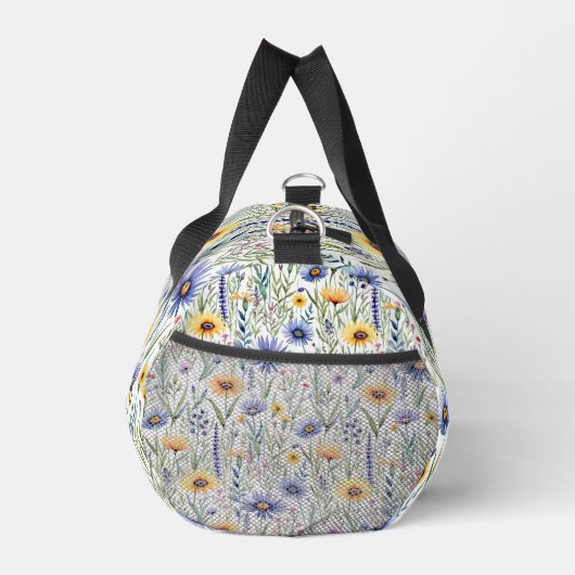 Hübsche Wildblumen Rustikale Flora Mit Monogramm Duffle Bag (Rechts)