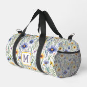 Hübsche Wildblumen Rustikale Flora Mit Monogramm Duffle Bag (Rechte Ecke)