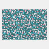 Hübsche Wildblumen Umverpackungspapier Set 3 Geschenkpapier Set (Vorderseite 3)