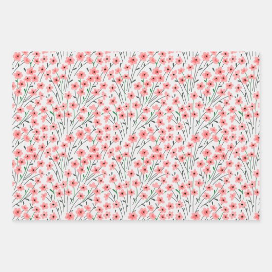 Hübsche Wildblumen Umverpackungspapier Set 3 Geschenkpapier Set (Vorderseite 2)