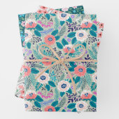 Hübsche Wildblumen Umverpackungspapier Set 3 Geschenkpapier Set (Beispiel)