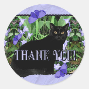 Hübsche Wildblumen und Katze danken Ihnen Runder Aufkleber