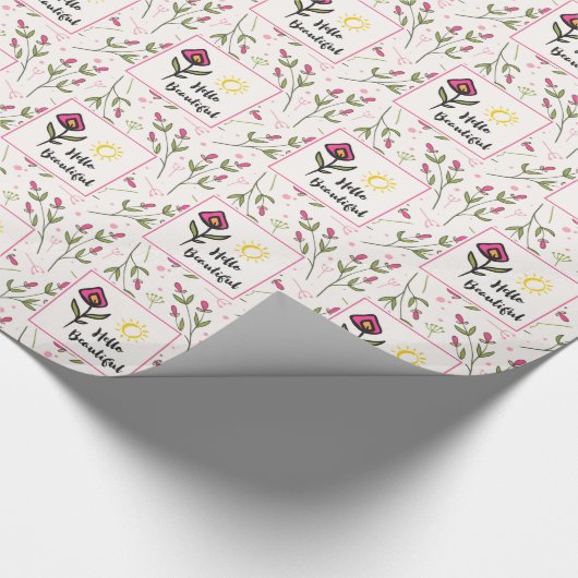 Hübsche Wildblumen und Sonne Hallo schön Geschenkpapier (Ecke)