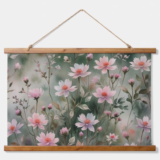 Hübsche Wildblumen Wandteppich Mit Holzrahmen (Vorne)