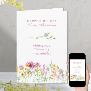 Hübsche Wildblumenblüte Wunderbarer Geburtstag Karte