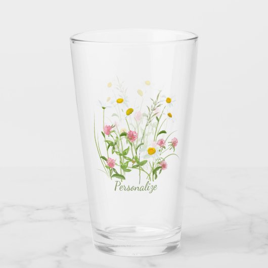 Hübsche wilde Blume Daisy Carnation Pink Glas (Vorderseite)