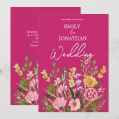 Hübsche wilde Blume schreiben Hochzeit Einladung (Vorne/Hinten)
