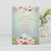 Hübsche Winter-Kiefer u. Poinsettia, Einladung (Stehend Vorderseite)