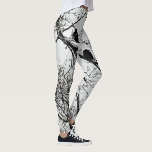 Hübsche Winter-Schwarzvögel Leggings (Rechts)