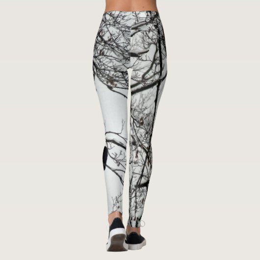 Hübsche Winter-Schwarzvögel Leggings (Rückseite)