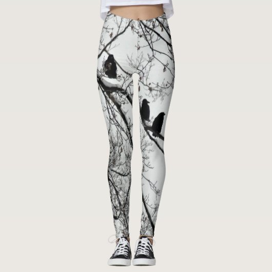 Hübsche Winter-Schwarzvögel Leggings (Vorderseite)