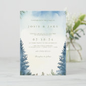 Hübsche Winterkiefern - Grüne Hochzeitseinladung Einladung (Stehend Vorderseite)