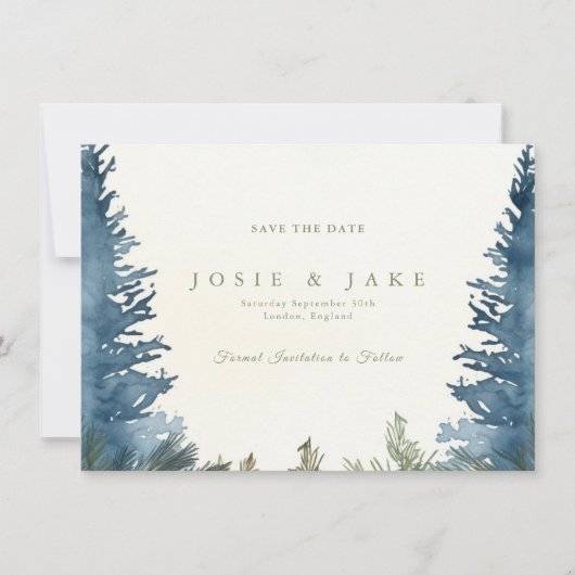 Hübsche Winterkiefern Save the Date (Vorderseite)