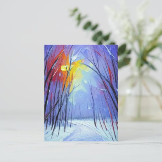 Hübsche Winterkunst Postkarte (Stehend Vorderseite)