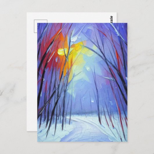 Hübsche Winterkunst Postkarte (Vorne/Hinten)