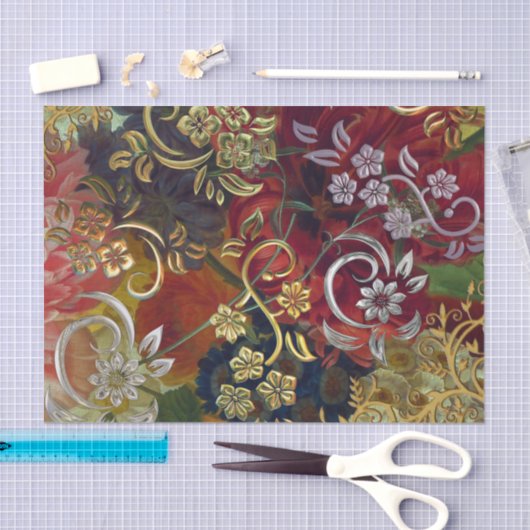 Hübsche Wirbel Blumenhintergrundpapier Seidenpapier (Handwerk)