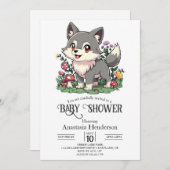 Hübsche Wolf-Babydusche Einladung (Vorne/Hinten)