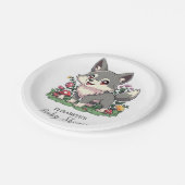 Hübsche Wolf-Babydusche Pappteller (Schrägansicht)