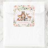 Hübsche Woodland-Kinderdusche/Blütenwald Quadratischer Aufkleber (Tasche)