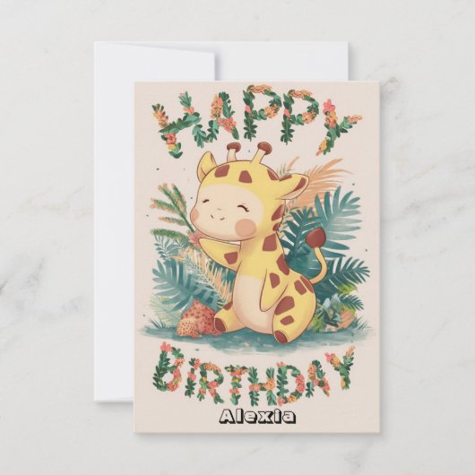 Hübsche Wünsche Giraffe Geburtstag Karte (Vorderseite)