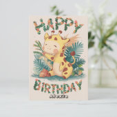 Hübsche Wünsche Giraffe Geburtstag Karte (Stehend Vorderseite)
