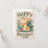 Hübsche Wünsche Giraffe Geburtstag Karte (Vorderseite/Rückseite Beispiel)