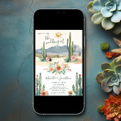 Hübsche Wüstenblütenkaktus auf einer Hochzeit Einladung