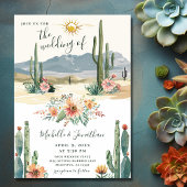 Hübsche Wüstenblütenkaktus auf einer Hochzeit Einladung